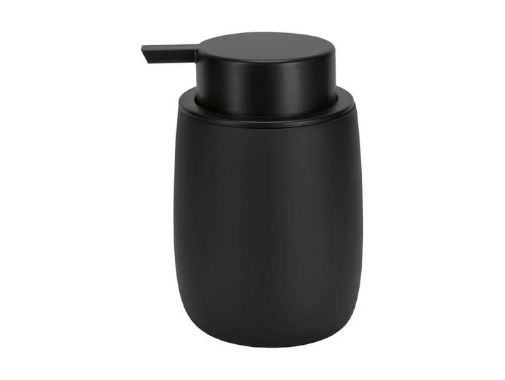 Seifenspender KLEINE WOLKE Bonny , schwarz, B:8,5cm H:12,5cm, Polyresin (Kunststein), Dosierspender, Seifenspender