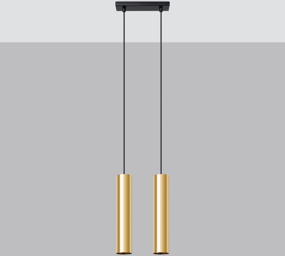 Sollux Lighting Suspension Acier Éclat Doré GU10 2 Lagos Jaune 30x0x6cm