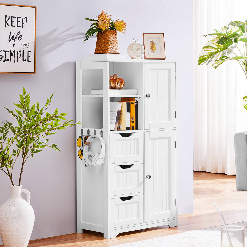 Yaheetech Freestanding Bathroom Cabinet White 107cm H X 60cm W X 30cm D