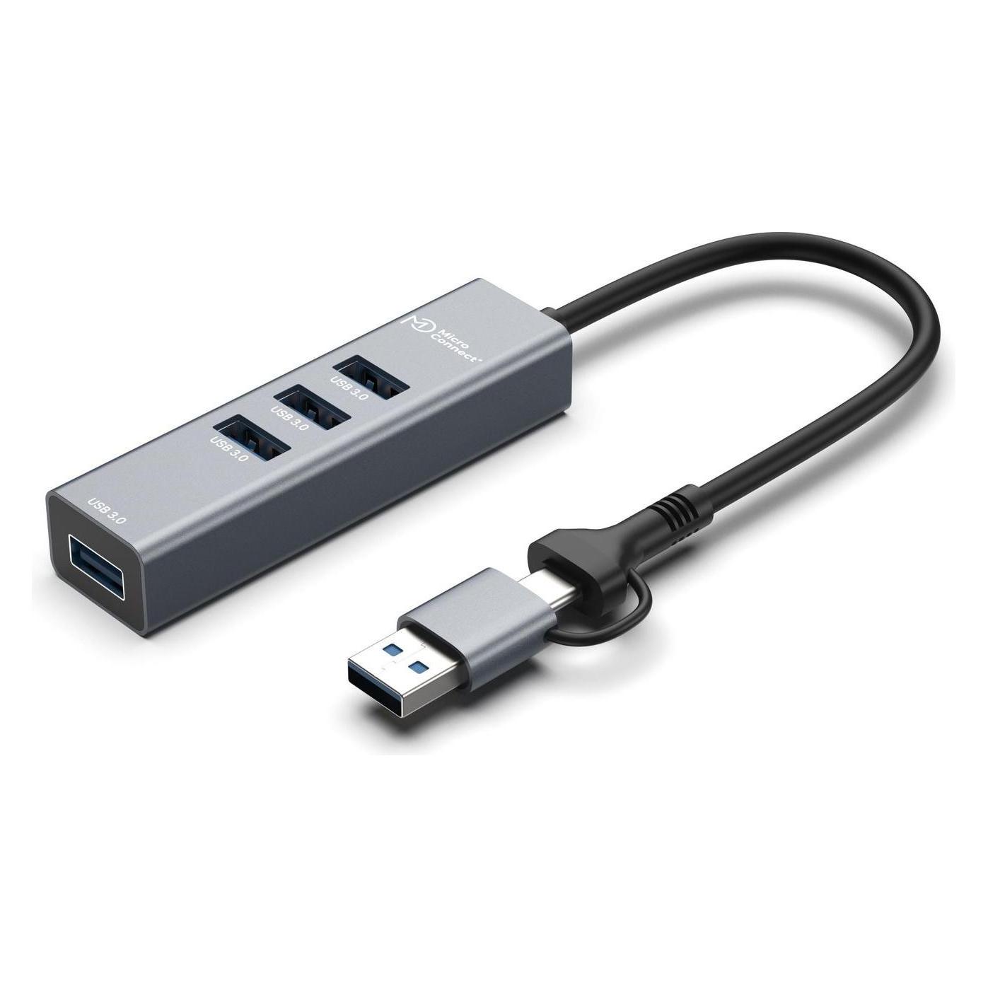 MicroConnect USB 3.0 Hub 4-Port with USB-C (USB-A, 4 Ports) (USBHUB4-2IN1)
