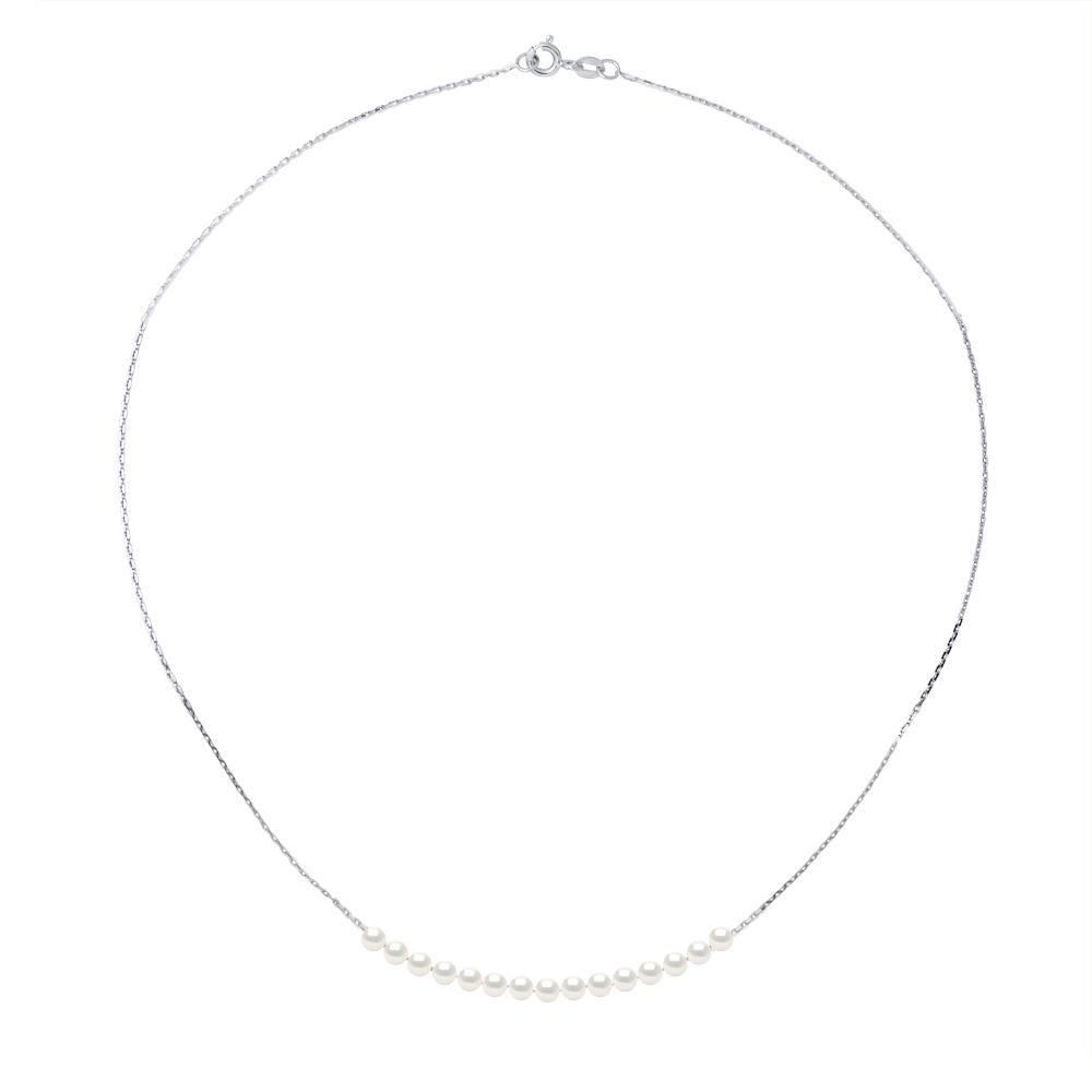 Curb Ketting 15 gekweekte parels White Gold White