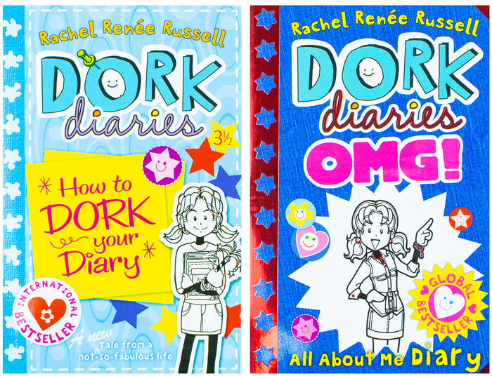 Simon & Schuster Dork Diaries 2 Books Collection Set by Rachel Renee Russell (Dork Diaries OMG: All About Me Diary & Dork Diaries 3 half : How to Dork Your Diary)