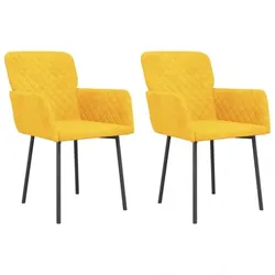 Esszimmerstühle 2 Stk. Samt V3 | vidaXL : Farbe - Gelb