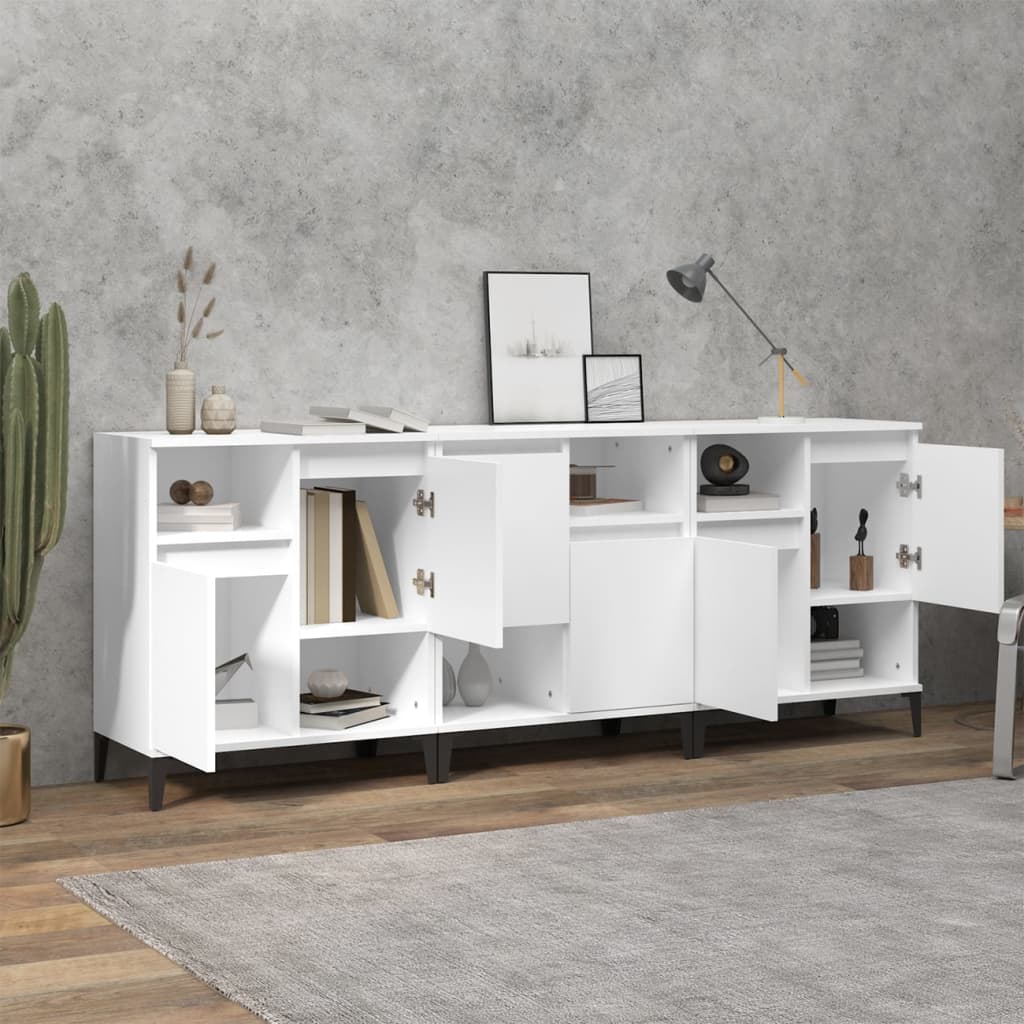 vidaXL Aparadores 3 uds madera contrachapada blanco 60x35x70 cm Blanco