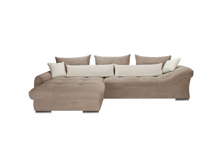 Carryhome Ecksofa, Natur, Taupe, Metall, 3-Sitzer, Füllung: Schaumstoffflocken,Schaumstoffflocken,Schaumstoffflocken, Ottomane links, L-Form, 335x225 cm, seitenverkehrt erhältlich, haustierfreundlicher Bezug, Wohnzimmer, Sofas & Couches, Wohnlandschaften, Ecksofas
