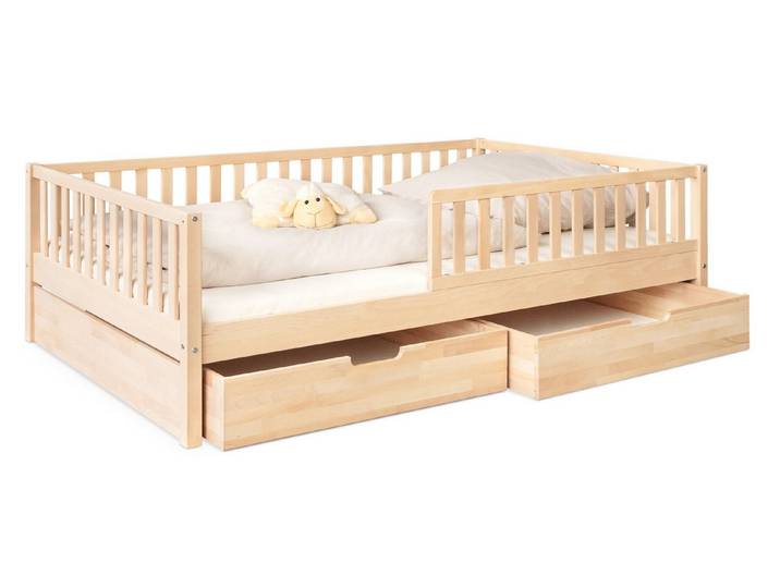 Ehrenkind Kinderbett Livo aus massivem Buchenholz, FSC® zertifiziert, inkl. Rausfallschutz (langlebig & flexibel, Kinder Bett in Buche, Kinderbetten)