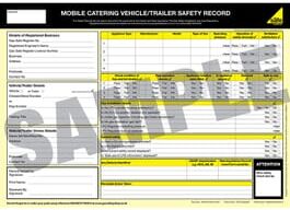 Officially Licensed Gas Safe Gas Safe® Mobile Catering Vehicle Safety Record - Pad of 50