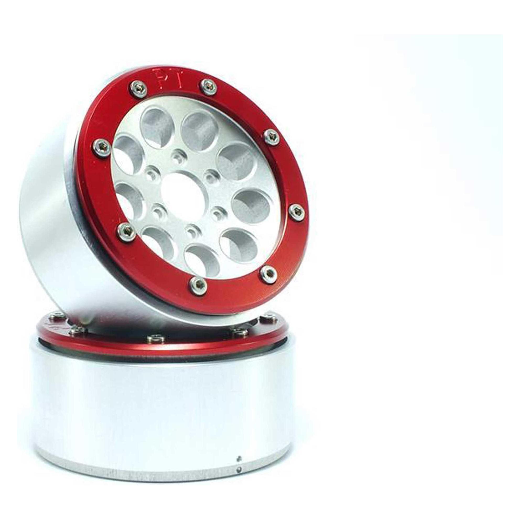Metsafil beadlock wheels gun silber/rot 1.9 (2 st.) ohne radnabe (MT5020SR)