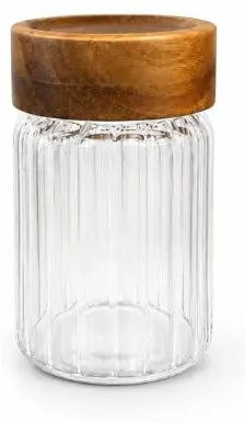 Bavary Space 6-delig kruidenpotjesset van glas en acaciahout, Breedte: 6,5 cm, Hoogte: 10 cm