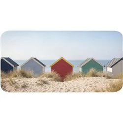 BADEMATTE Strand - Ferienhäuser - Farbenfroh - Dünen Badezimmerteppich 120x60 cm