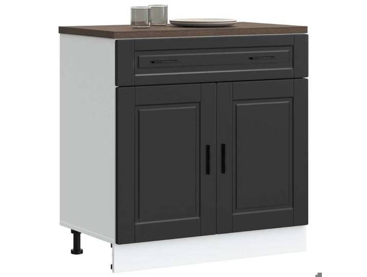 Meuble cuisine charge 65 kg Design Moderne Armoire de cuisine - Porto noir - bois d'ingénierie 499360