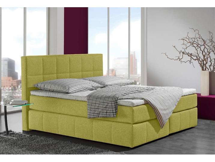Boxspringbett, 172x215 cm, Strukturstoff, Gelb (Lemon), Feine Steppung, Modern, Inosign
