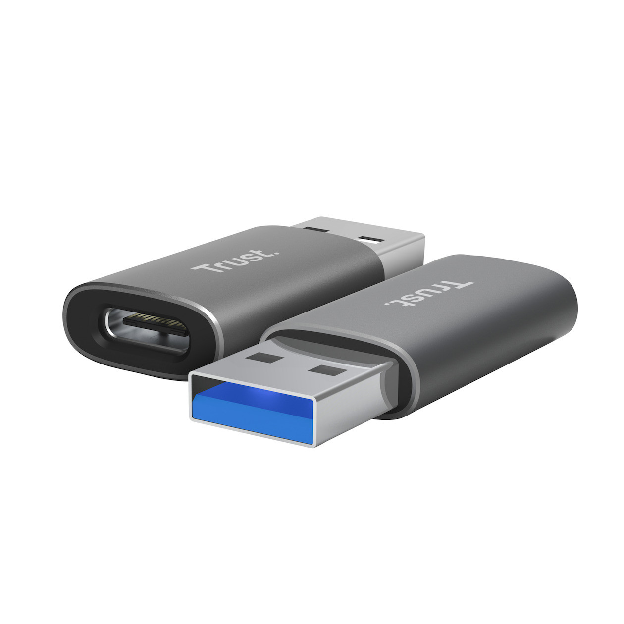Trust CALYX USB-A naar USB-C adapter, 2 stuks, Grijs