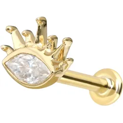 14 Karat Gold Labret mit Innengewinde MOISSANIT-OVAL + SONNENSTRAHLEN