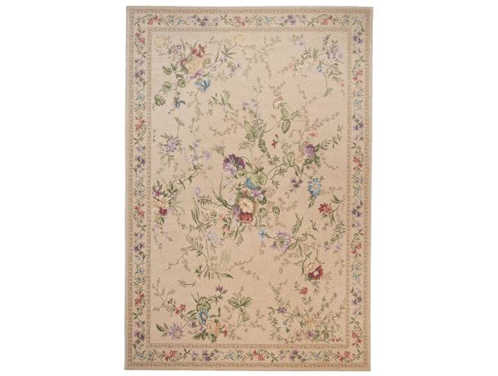 Tapis floral tissé plat - Beige 80x150 cm