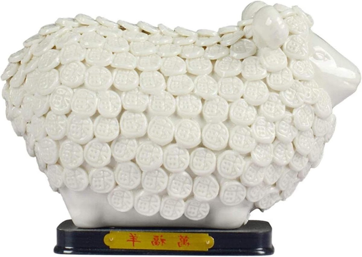Wit Keramisch Schaap Beeldje voor Bureau Decoratie - 1 kg