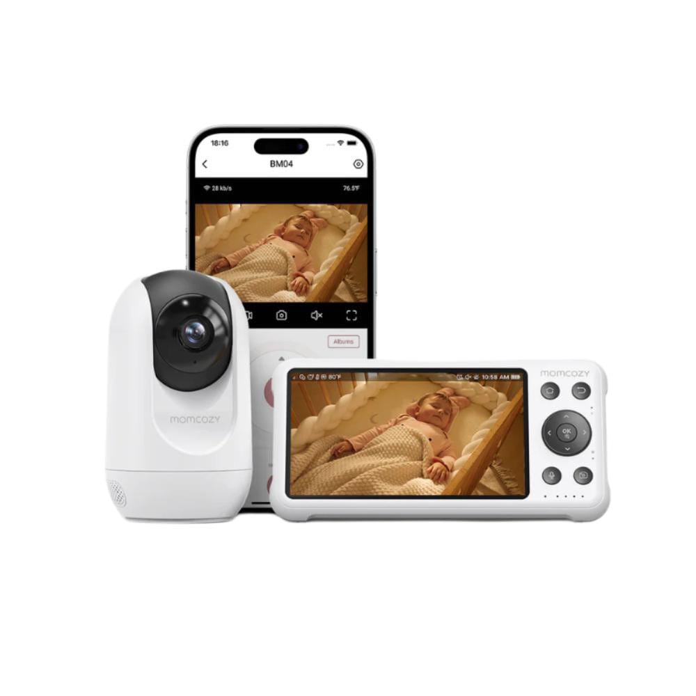 Momcozy Video-Babyphone BM04 12,7cm (5 Zoll) mit Akku, WiFi 1080P HD-Kamera BM016-WH94BA-A