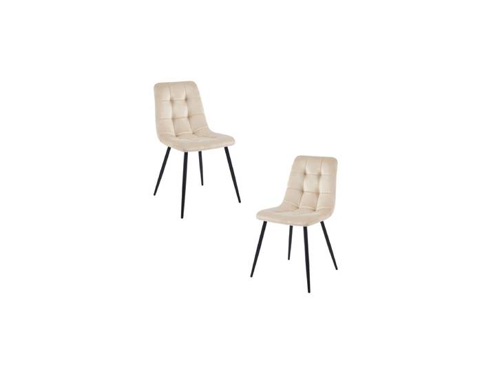 2er Set Stühle Stuhl Samt - Beige