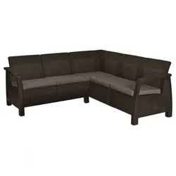Korfu entspannen künstlichen Rattan Garten Ecke Set braun