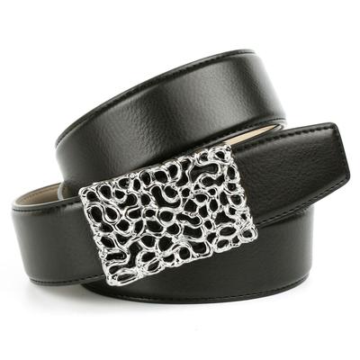 Ledergürtel ANTHONI CROWN, Damen, Gr. 100, schwarz, Leder, unifarben, Gürtel Ledergürtel, mit filigraner silberfarbener Schließe