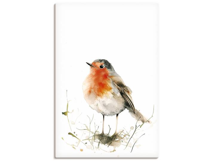 Wandbild ARTLAND Aquarell Rotkehlchen , bunt (farbe bild(er): rot), B:80cm H:120cm, Bilder, Wandbild, als Alubild, Leinwandbild, Poster, Wandaufkleber in verschied. Grössen