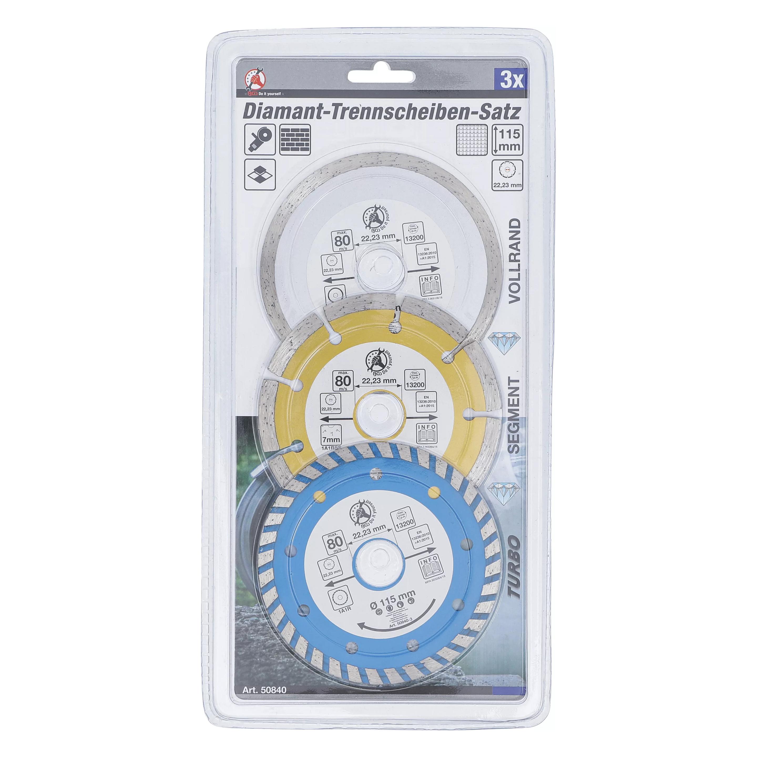 BGS Diamant-Trennscheiben-Satz Bohrungs-Ø 20 mm Ø 115 mm 3-tlg. (50840)
