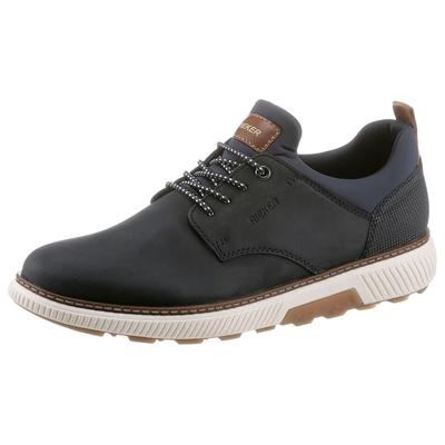 Slip-On Sneaker RIEKER, Herren, Gr. 42, Textil, bunt (dunkelblau, braun), Lederimitat, Nubukleder, Textil, Schuhe, Slipper, Halbschuh, Freizeitsneaker zum Schlupfen, schmale Form