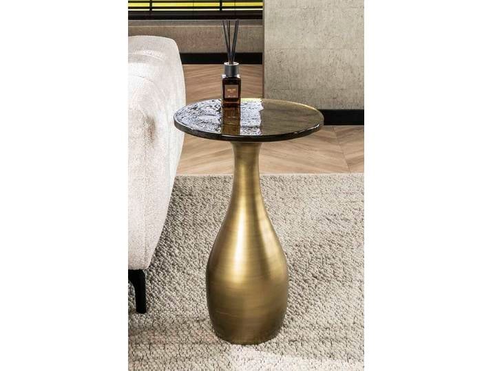 Couchtisch Mira 2 , tropfenförmig , Glas , Antikgold