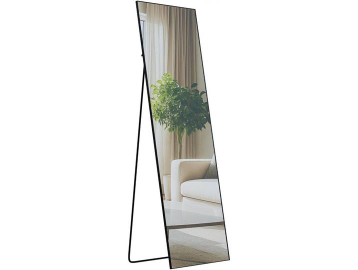 CLP Standspiegel eckig 50/3/160 cm Glas Schwarz-Matt, 50x160x3 cm, Spiegel, Standspiegel