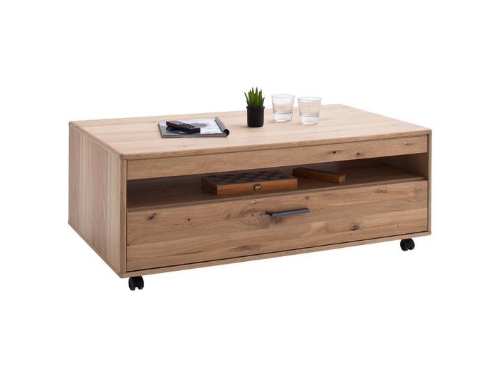 Livetastic Couchtisch Gaborone, Eiche, Holz, Asteiche, furniert, massiv, 1 Schublade(n) Schubladen, rechteckig, 65x45x115 cm, Wohnzimmer, Wohnzimmertische, Couchtische