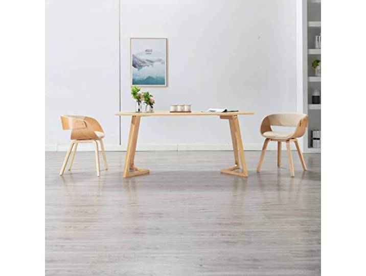 KGHFDVB 2er Set Esszimmerstühle Creme Bugholz Kunstleder mit Polsterung Massiver Holzrahmen, pflegeleichtes Kunstleder, weiche Polsterung, elegantes Design, 2 Stück