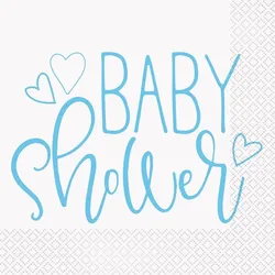 Baby Shower hellblaue Herzen 16 Servietten