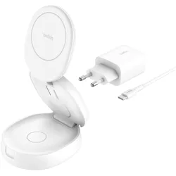Belkin BoostCharge 3-in-1 Qi2 Ladeständer (36 W), Wireless Charger, Weiss