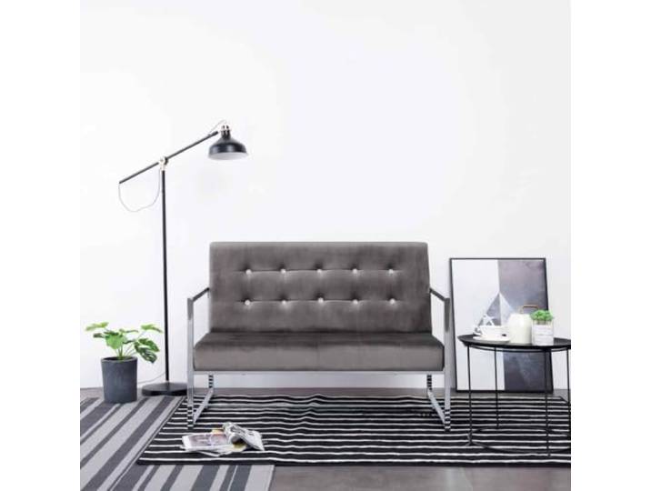 pokgdf 2-Sitzer-Sofa Dunkelgrau Samt, Massivholz Strapazierfähiger Samtbezug, Schaumstofffüllung, Chrombeine, Stabil und langlebig, Einfache Montage