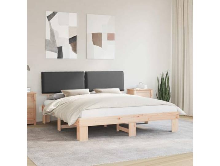 Massivkiefer Polsterkopfteil Modernes Design 180 x 200 cm Grau Bettgestell mit gepolstertem Kopfteil Dunkelgrau 180 x 200 cm Massivholz Kiefer Lattenrost Komfort Stabilität Lesen