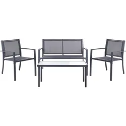 LOUNGE-SET mit Tisch 4-Sitzer TAVOLETO Dunkelgrau Metall