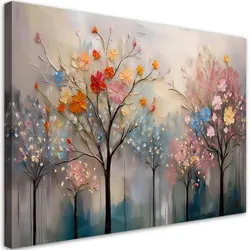 WANDBILD blühende bäume blumen gemalt