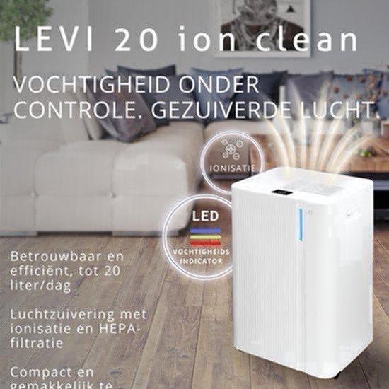 Luftentfeuchter und Luftreiniger - Kapazität: 20 Liter pro Tag - Leistung: 280 Watt - Wasserbehälter: 4,5 Liter - Material: Kunststoff - Geeignet für mittelgroße Räume