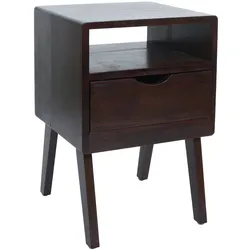 Mendler Nachttisch HWC-P16, Kommode Beistelltisch Nachtschrank Schrank, Schublade Fach 64x42x40cm ~ dunkelbraun