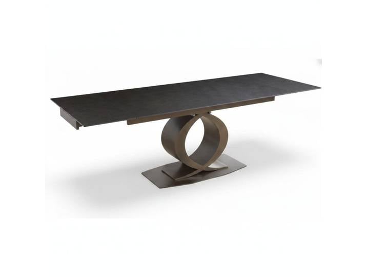 Xlmoebel Esstisch Moderner Esstisch aus Metall mit Keramik-Oberfläche in Schwarz (Esstisch), Made in Europa