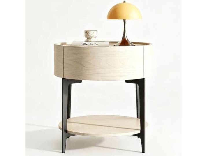 Runder Beistelltisch Mit Ablagefach unten Kleiner Nachttisch Mit 1 Schublade Metallgestell Modernes Design Für Wohnzimmer, Schlafzimmer, Wohnung(White,40cm/16in)