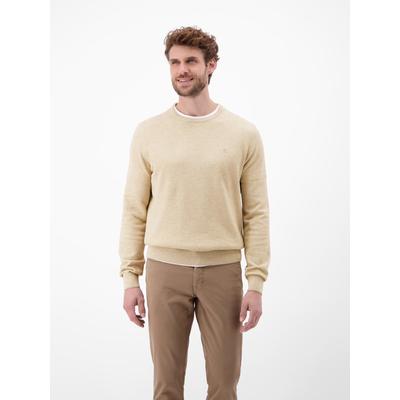 Strickpullover LERROS "Sportiver Strickpullover", Herren, Gr. L, beige (tender beige melange), 100% Baumwolle, Rundhals, Pullover Strickpullover, Grober Strickpullover in Two-Tone-Optik, sportlicher Stil