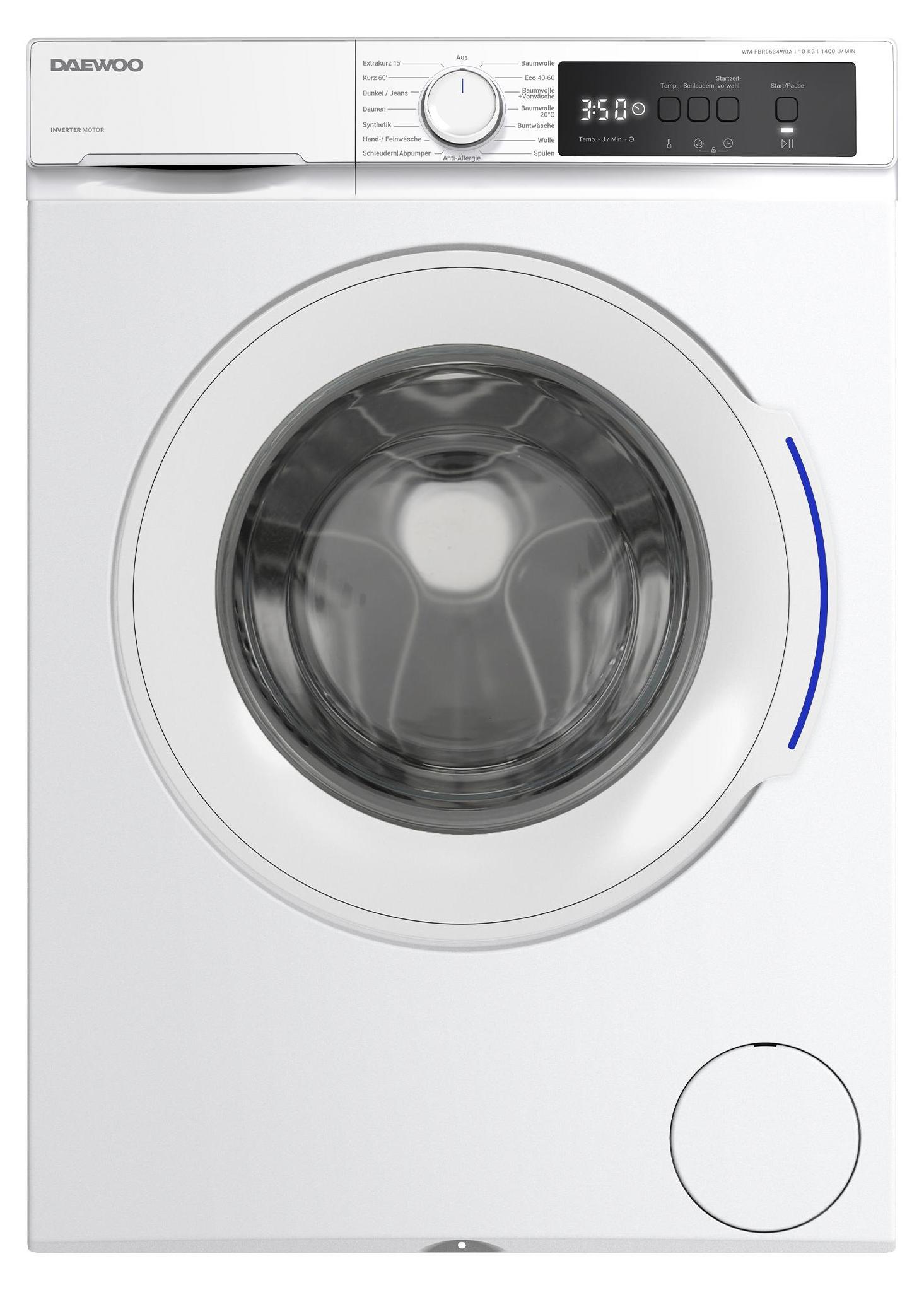 Daewoo WM-FBR0634W0A-DE Waschmaschine 10kg Eco-Logic Allergy Safe AquaStop