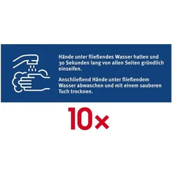 Marahrens Aufkleber »Hände waschen« 15 x 5 cm, blau, 10 Stück blau, 15x5 cm