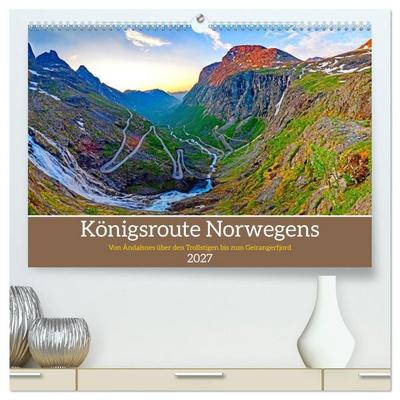 Königsroute Norwegens (hochwertiger Premium Wandkalender 2027 DIN A2 quer), Kunstdruck in Hochglanz