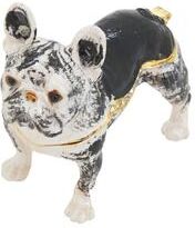Saro "Jeweled French Bulldog Trinket Box - Zinc Alloy Dog Jewelry and Keepsake Holder - 3""x2"""
