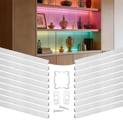 VEVOR LED Profil 20er-Pack 1 m, Eloxierte Aluminiumprofile mit Milchiger Abdeckung, Endkappen & Befestigungsclips, Kanäle, Diffusor für LED-Streifen, Ideal für Unterbau-Arbeitsplatten, V-Form