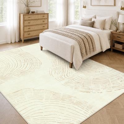Bluebell Abstract Green Area Rugs, Washable Soft Bedroom Rugs, Non-Slip