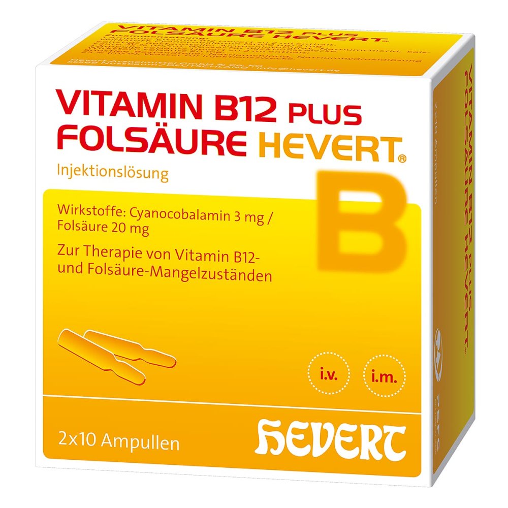 Hevert-Arzneimittel GmbH & Co. KG Vitamin B12 plus Folsäure Hevert Ampullen-Paare 00296093
