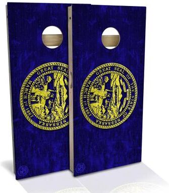 Skip's Garage Nebraska Flag Outdoor Cornhole Board Set